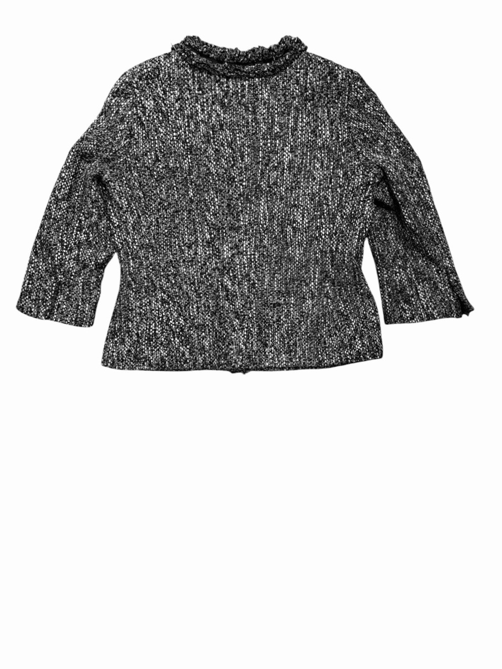 Talbots Petite Tweed Jacket Blazer Black White Fringe Trim Size 10P - Picture 5 of 7